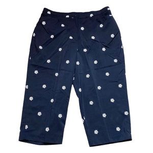 Tan Jay Black Flpral Cropped Loose-Fitting Pants